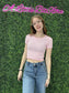 Crew Neck Stripe Seamless Rib Tee Blush