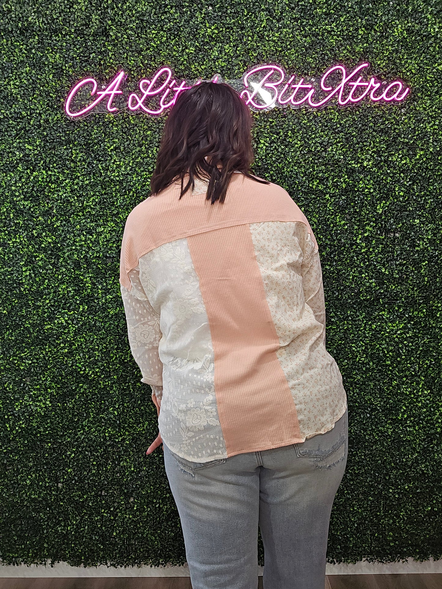 BLUSH PATCHWORK SHACKET