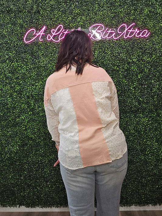 BLUSH PATCHWORK SHACKET