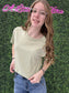 Crew Neck Oversized Crop Tee Sage Green