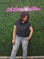 Black Round Neck Folded Short Sleeve Tee