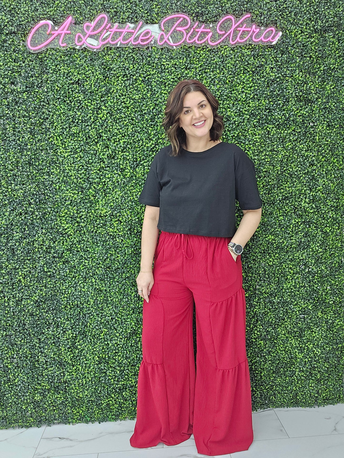 WIDE LEG PANTS RED