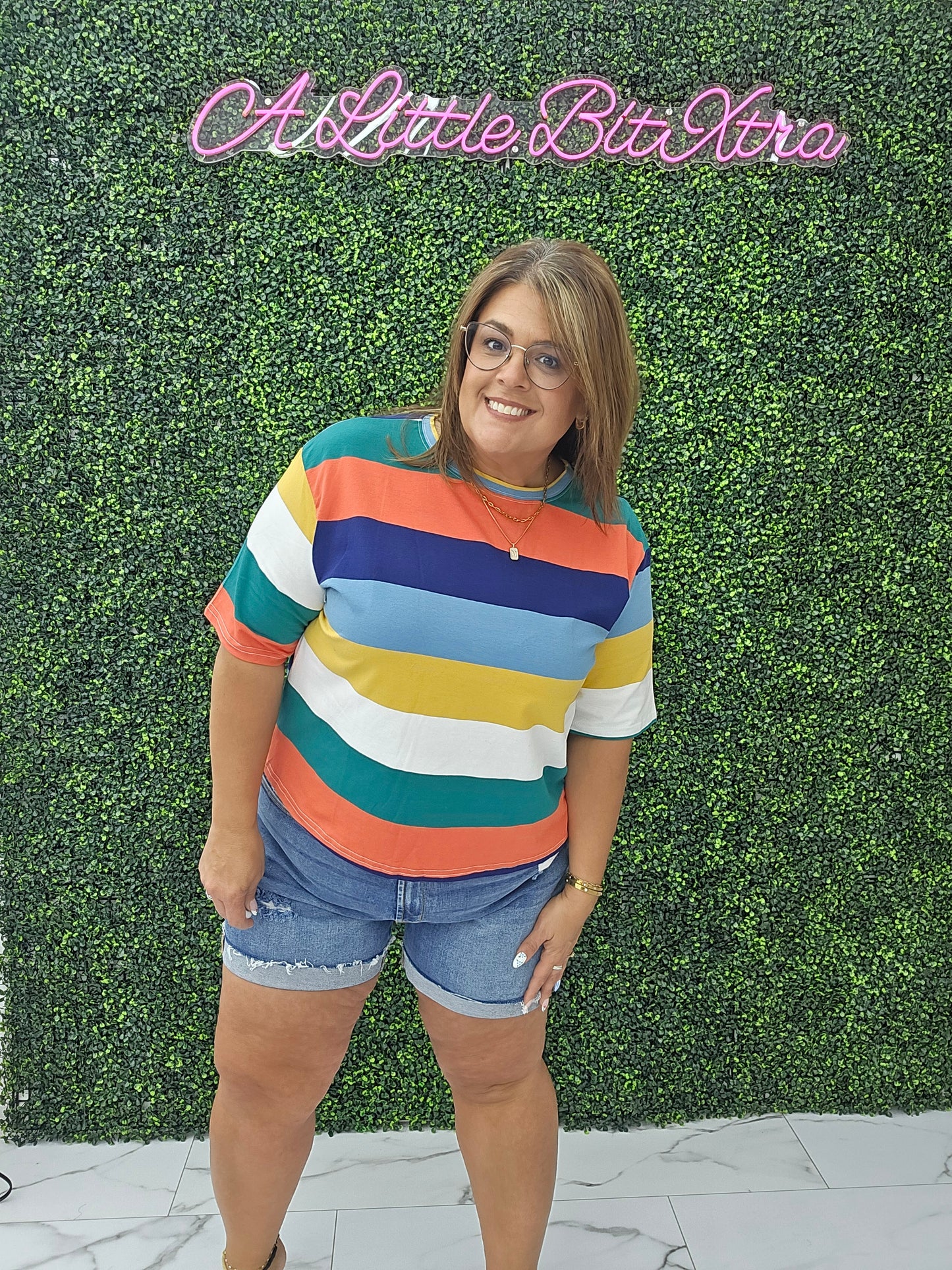 Multicolor Block Short Top