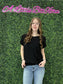 BOXY CHUNKY KNIT SHORT SLEEVE SWEATER BLACK