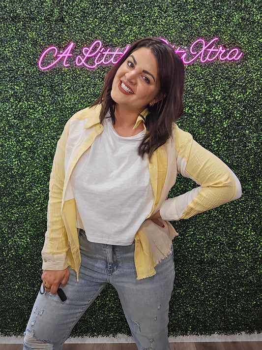 YELLOW PATCHWORK SHACKET