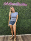 Blue Round Neck Short Sleeve Top