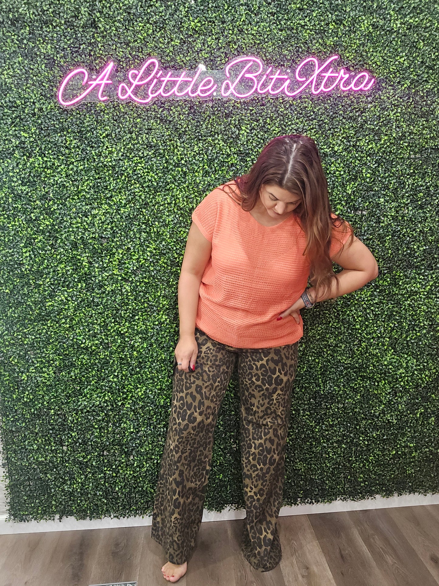 JB HIGH-WAISTED RETRO WIDE LEOPARD PRINT JEANS