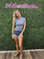 Blue Round Neck Short Sleeve Top