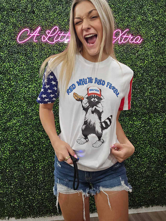 Red, White, and Feral Graphic Tee