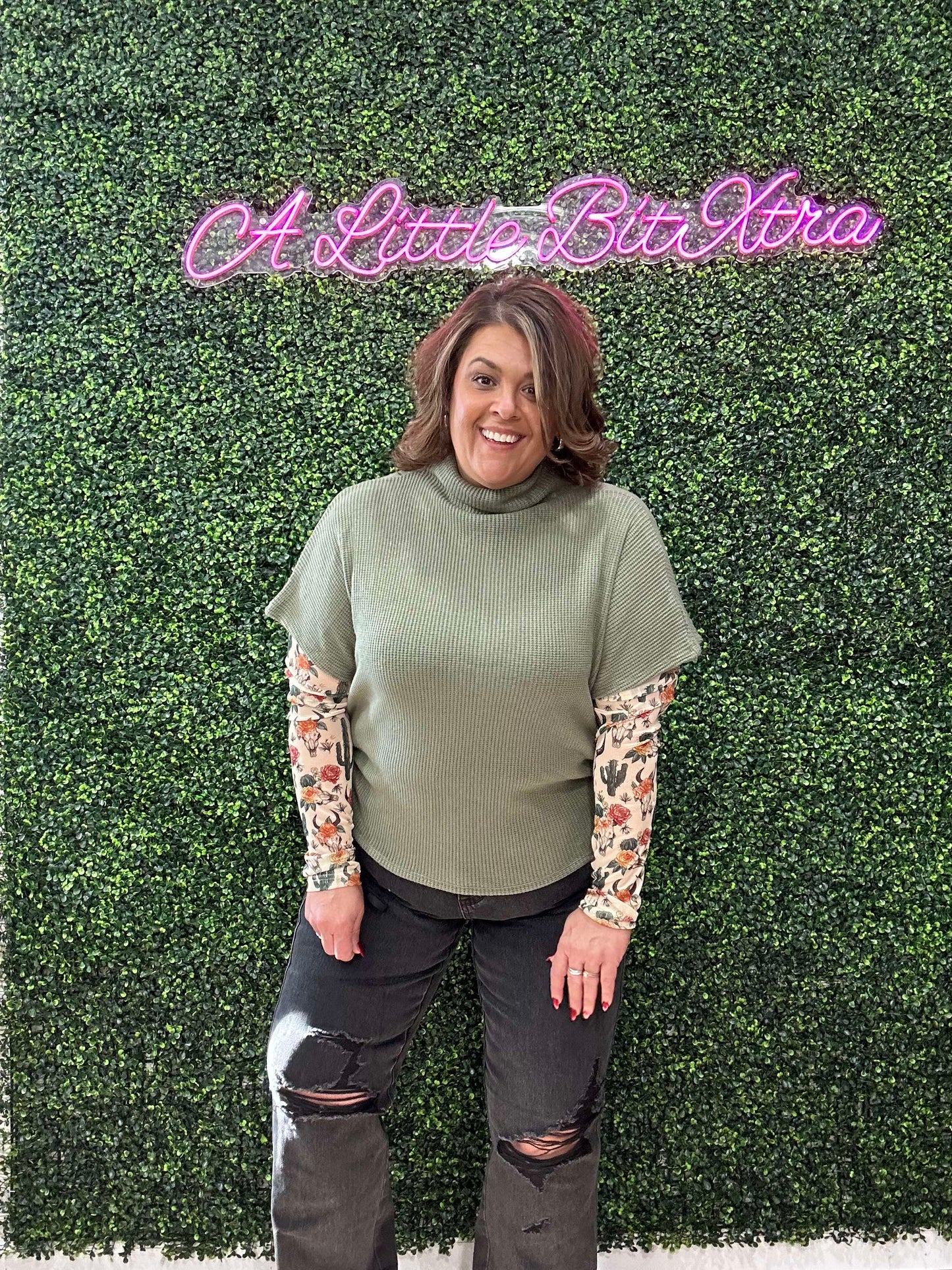 LIGHT OLIVE MOCK NECK SWEATER