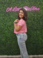 FUSHSIA MELANGE V-NECK CROPPED TOP