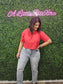 Short Sleeve Oversize Crop Cotton Knit Tee RED