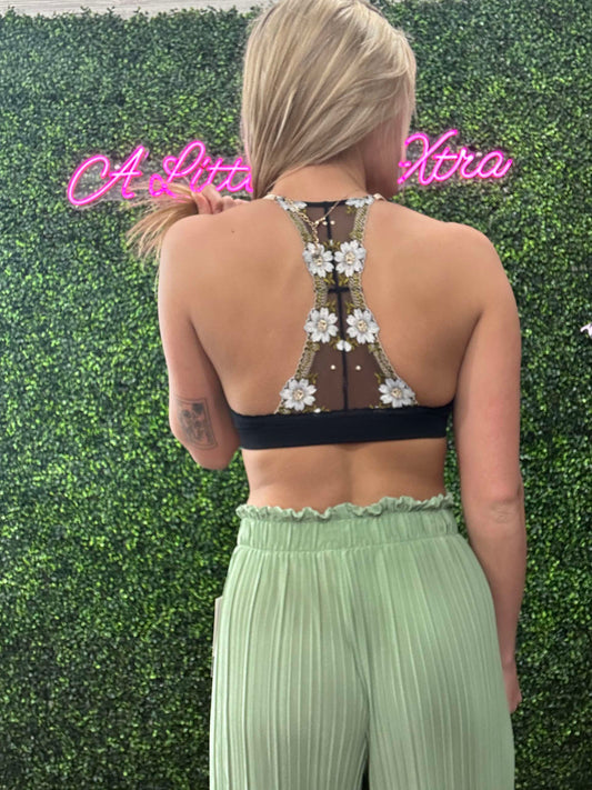 BLACK Floral Lattice Bralette