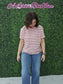 Short Sleeve Stripe Oversized Tee Red