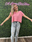 FUSHSIA MELANGE V-NECK CROPPED TOP