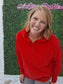 Fleece Half Snap Button Hoodie- Ruby