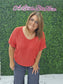 BOXY CHUNKY KNIT SHORT SLEEVE SWEATER RUBY
