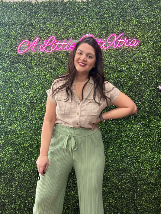 Sage Pleated Wide Leg Pants