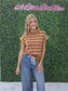 Brown/White Striped Top