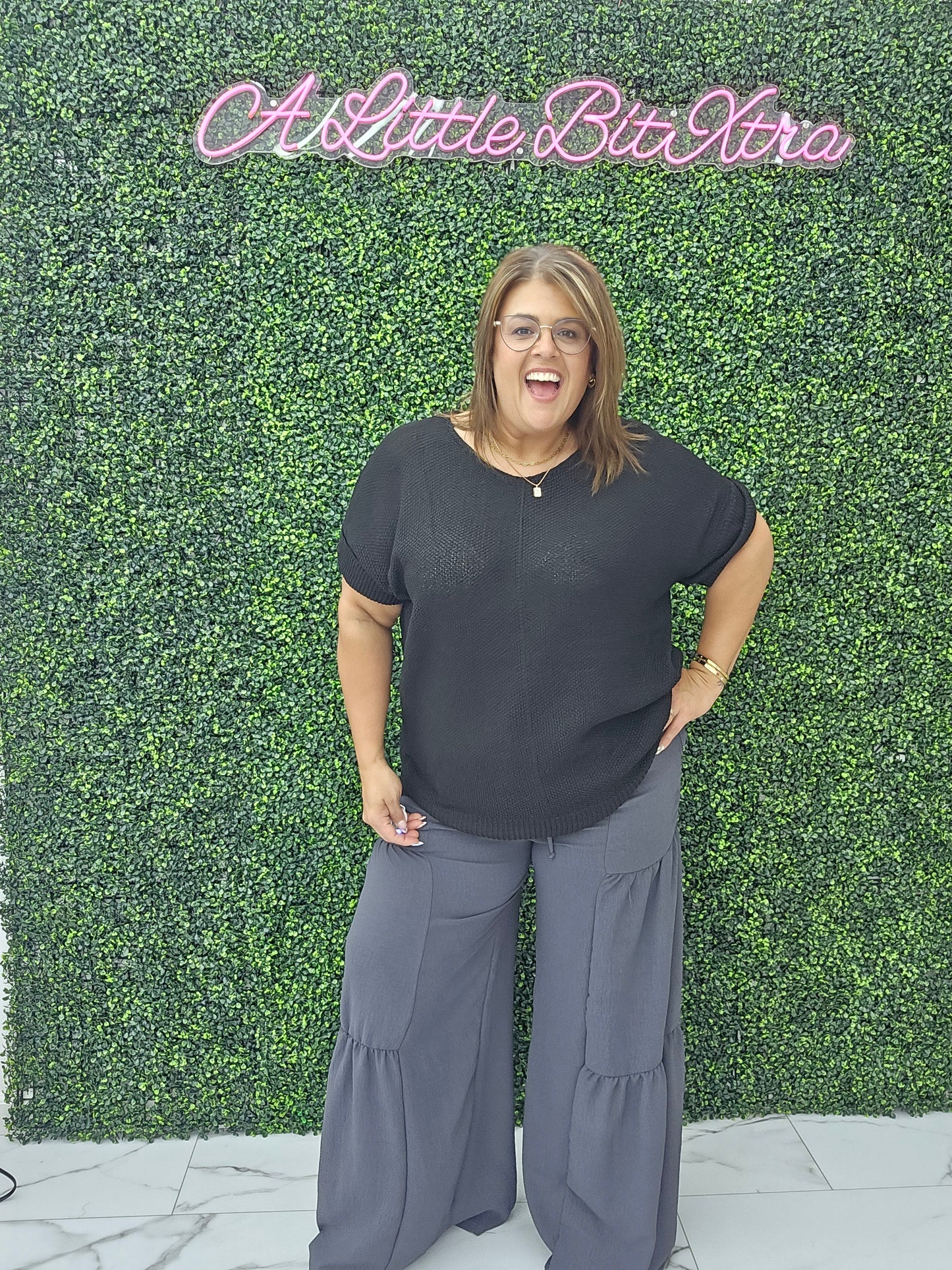 WIDE LEG PANTS CHARCOAL