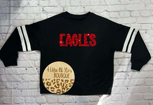 66Love Varsity Striped Plus Size Oversized Sweatshirt : Black