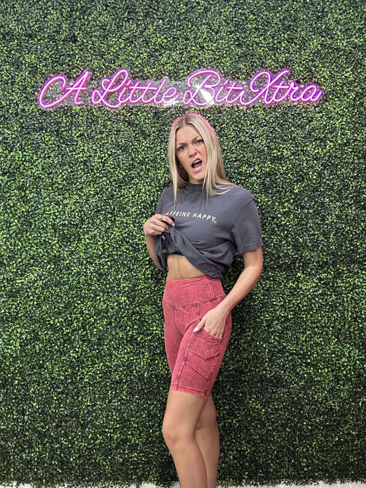 CABERNET ACID WASH BIKER SHORTS