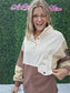 Brown Color Block Button Sweatshirt