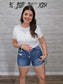 Z Distressed Cuffed Raw Hem Denim Shorts
