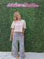 Floral Denim With Ruffles Wide Leg Pants