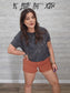 Z Rust Acid Wash Frayed Cutoff Hem Shorts