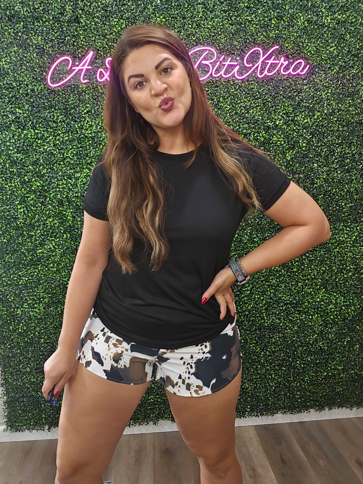 Brown Cowhide Shorts