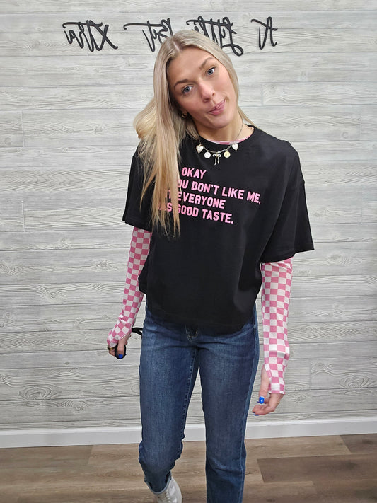 Mesh Pink Checkered Top