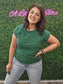 DARK GREEN ROUND NECK FOLDED SHORT SLEEVE
