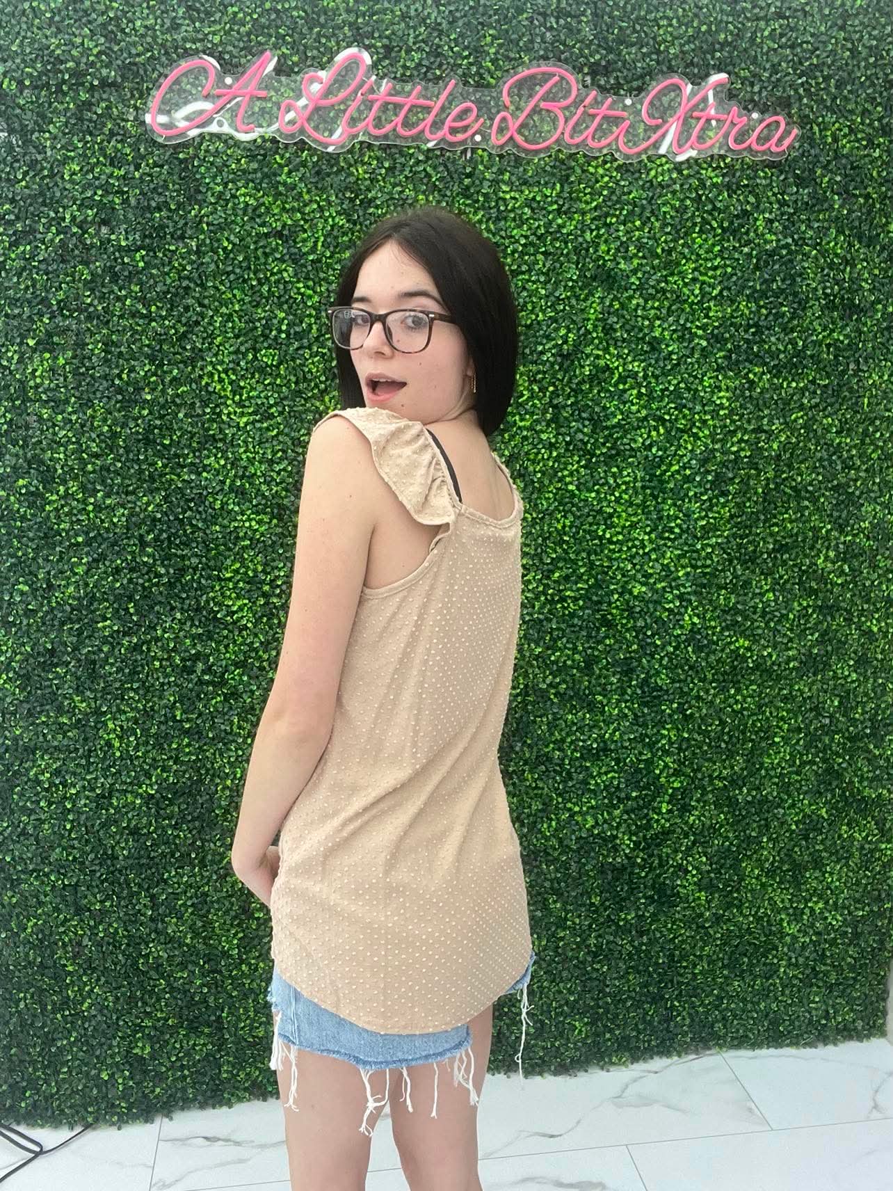 Ruffled Sleeve Solid Top