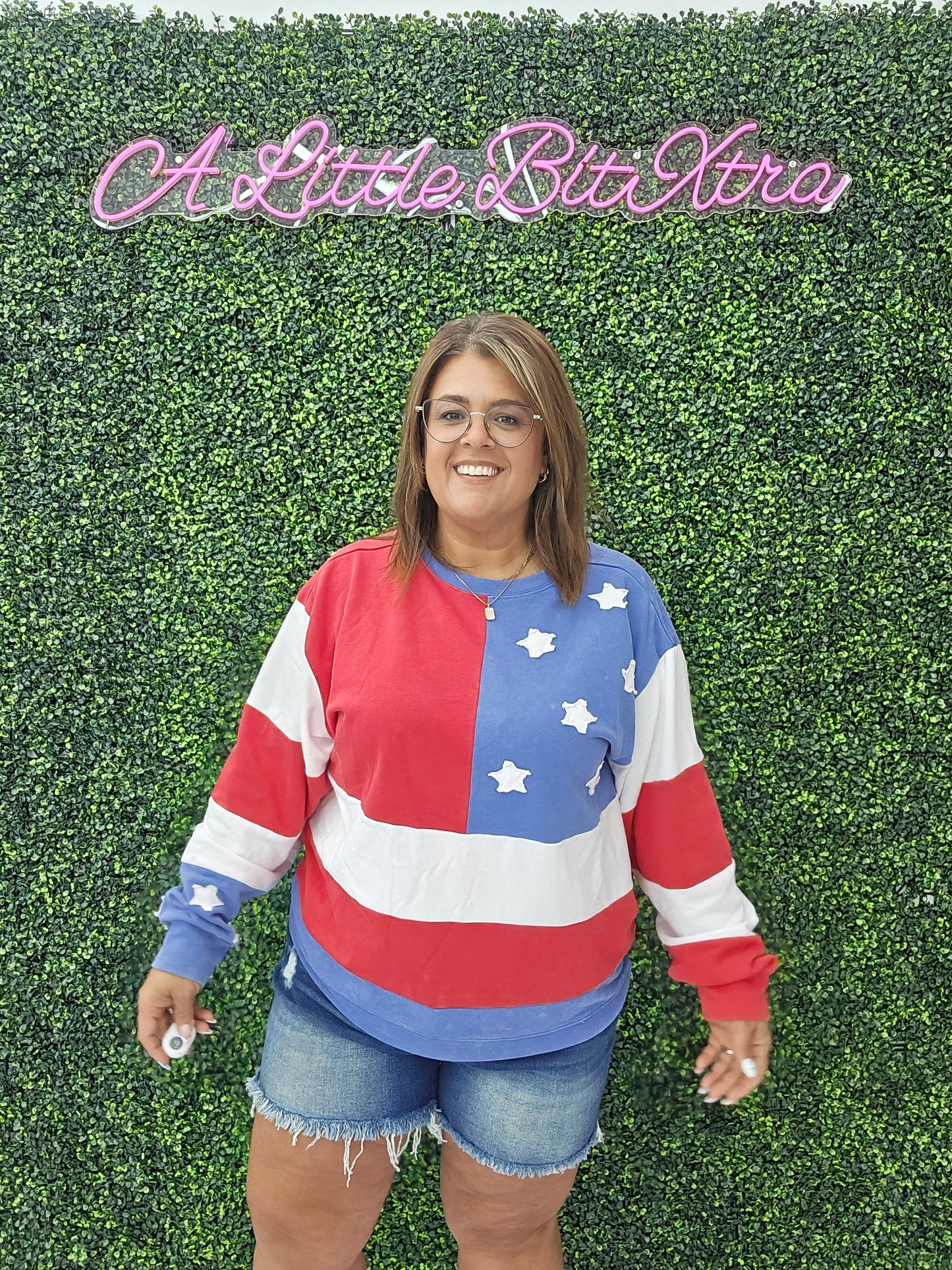 Mineral Washed America Flag Sweatshirt