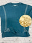 EXPOSED SEAM BLUE SWEATSHIRT