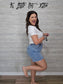 Z Mid-Rise Raw Hem Light Wash Denim Shorts