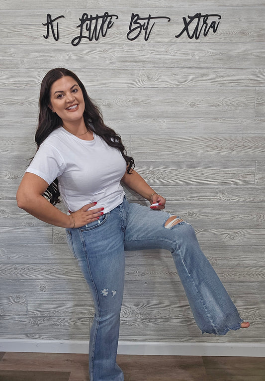 JB Distressed Flare Fit Jeans