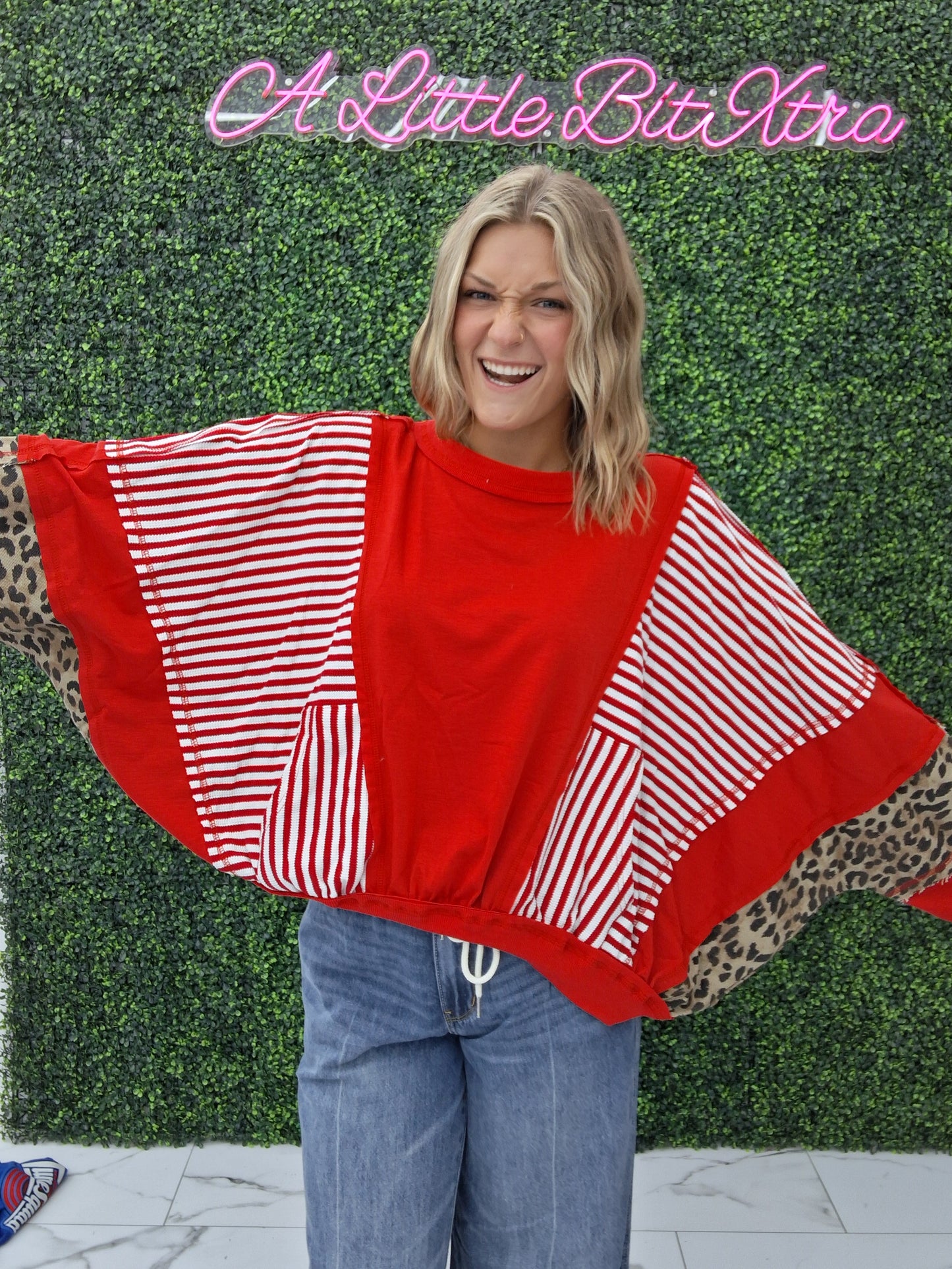 GAMEDAY THEME STRIPE MIX AND MATCH TOP: RED