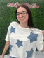 White Cropped Denim Star Tee