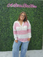 Lilly Breezy Button Up Stripes Blouse: Pink