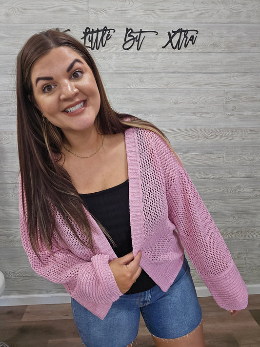 PINK OVERSIZED KNIT CARDIGAN