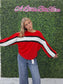 SPORTY COLORBLOCK PULLOVER SWEATSHIRT: RED/BLACK