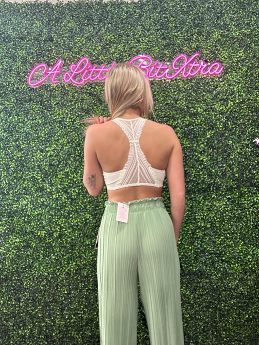 Bestselling Seamless Front Lace Racerback Bralette 🌿: Ivory