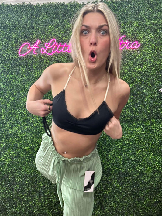 BLACK Floral Lattice Bralette