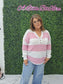 Lilly Breezy Button Up Stripes Blouse: Pink