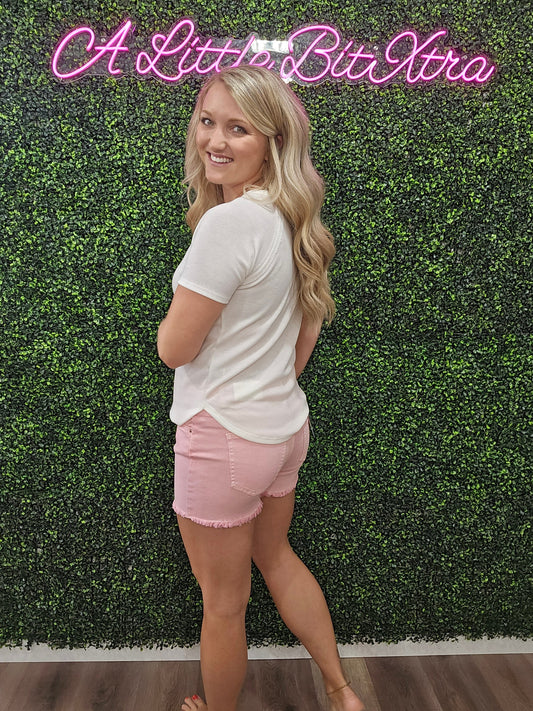 IVORY BABY WAFFLE SHORT SLEEVE TOP