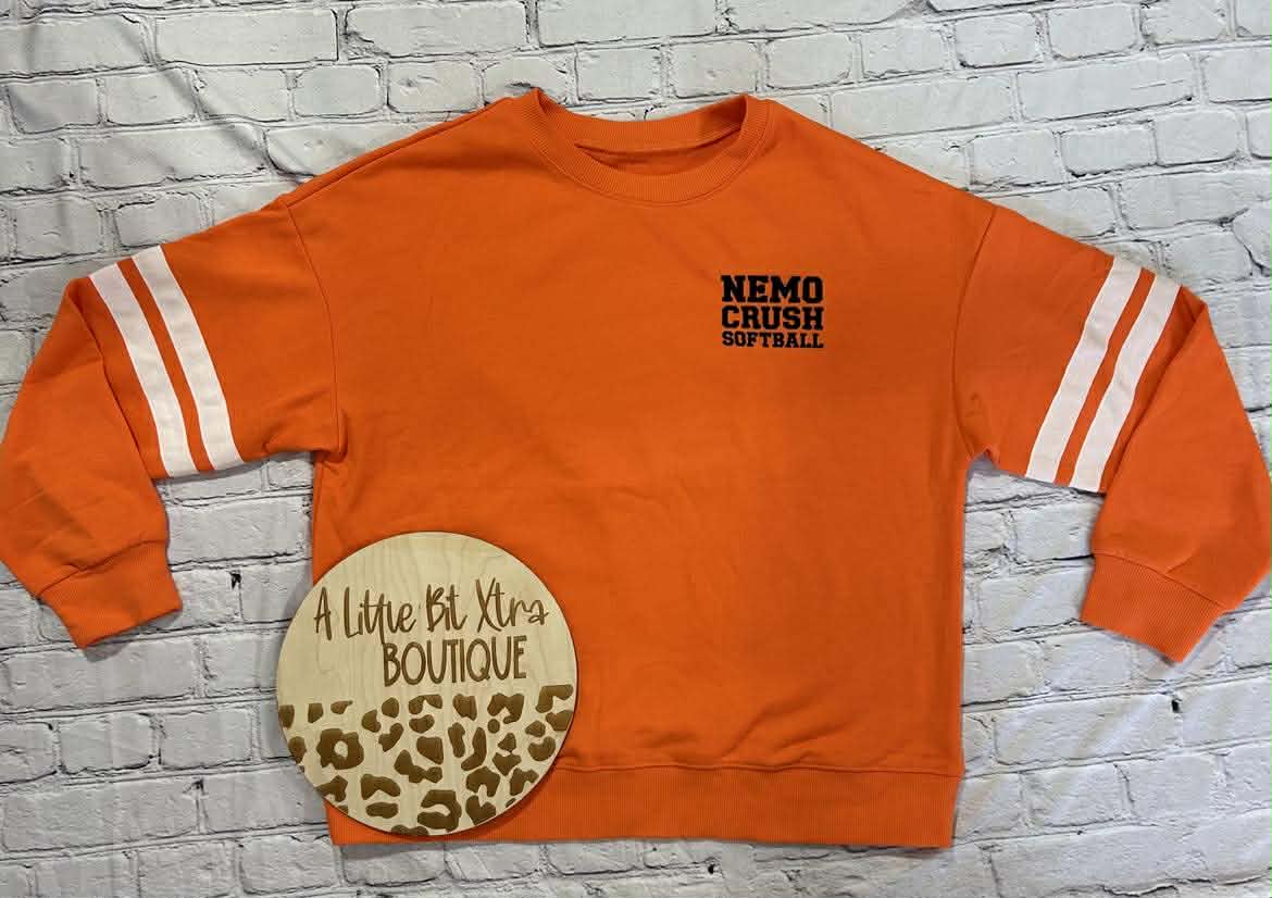 66Love Varsity Striped Plus Size Oversized Sweatshirt : Orange