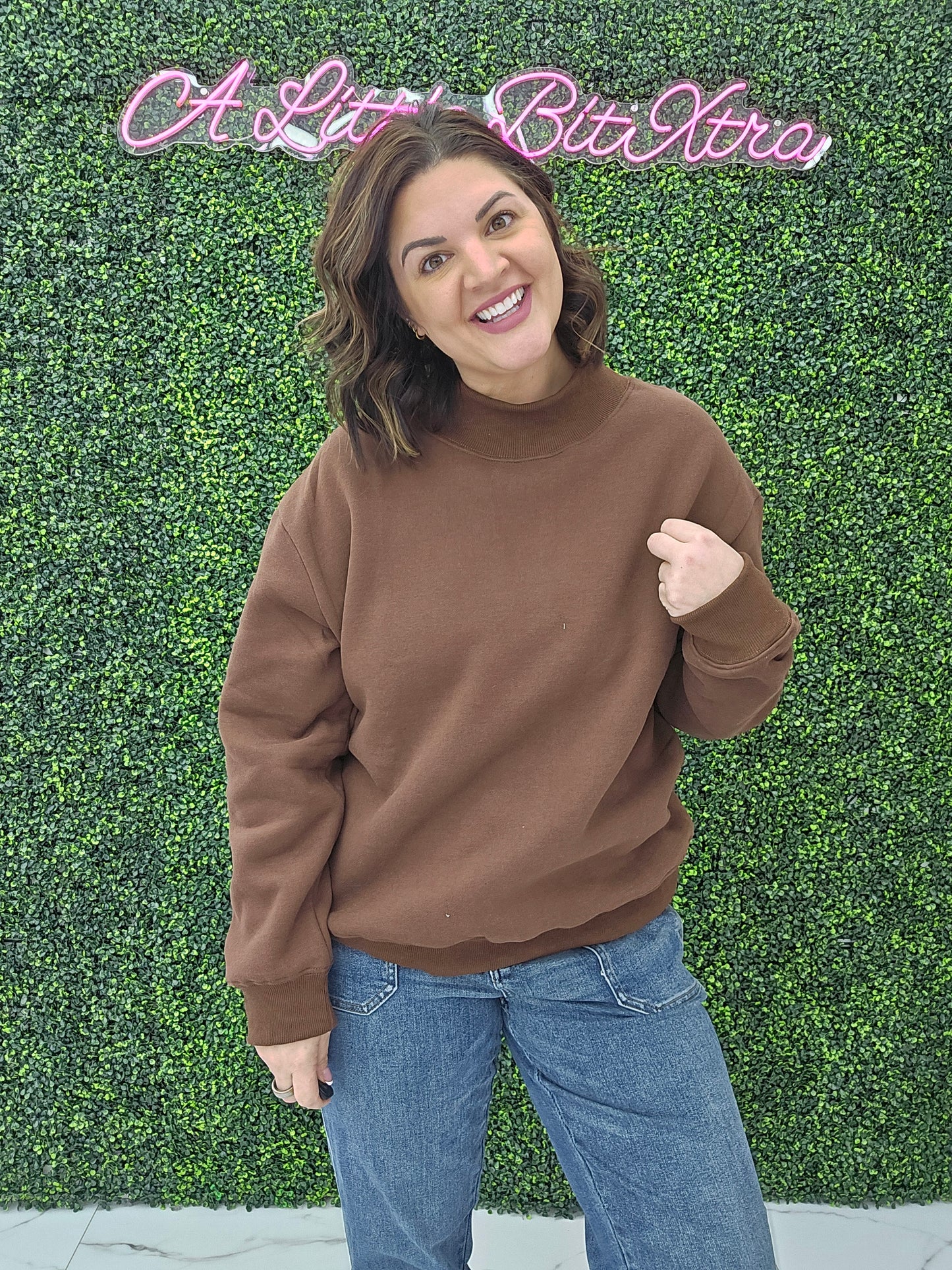 Mock Neck Sweatshirt (chocolate)