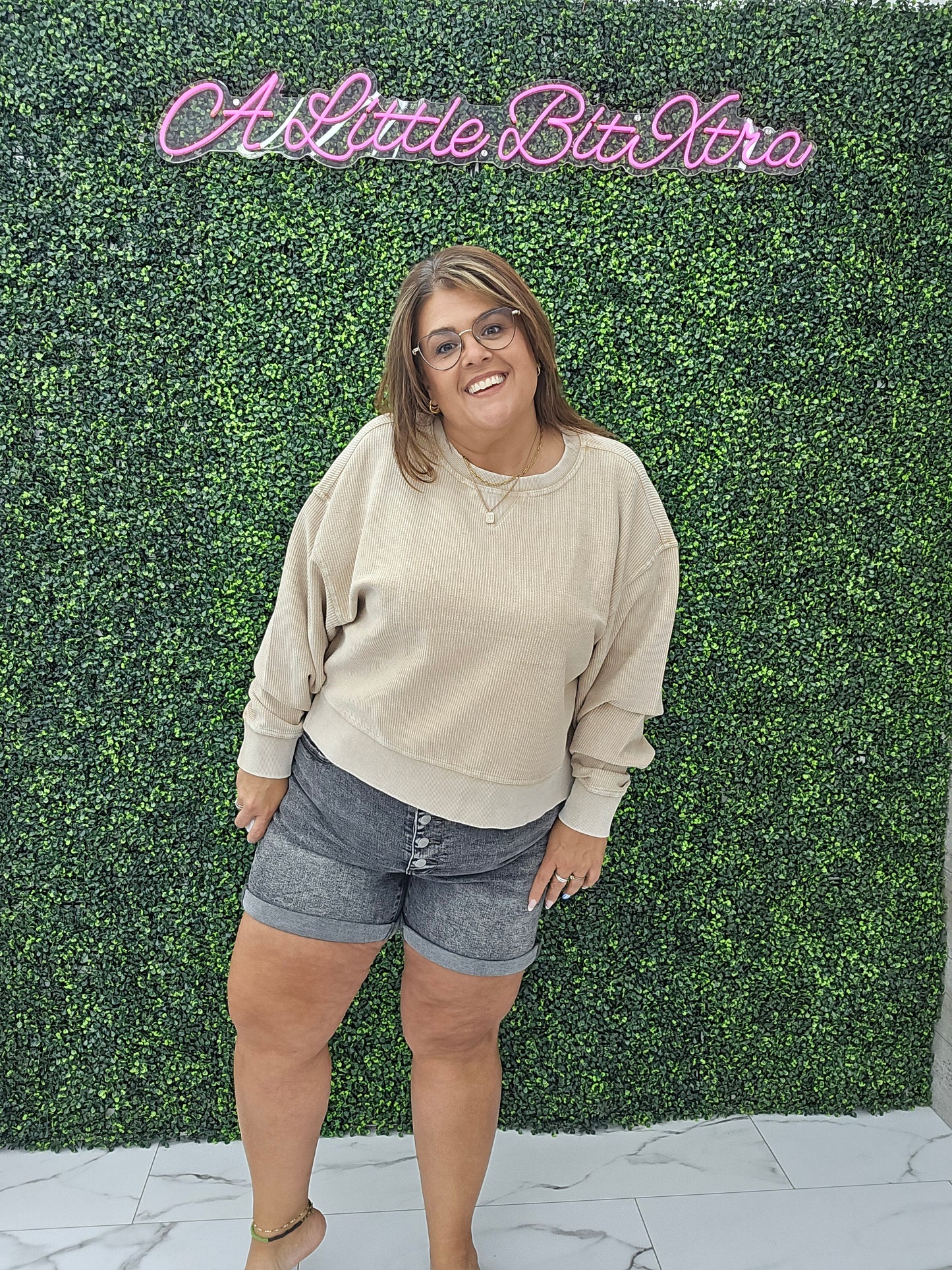 Corded Boxy Pullover Latte